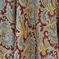 Long Wrap Zig Zag Skirt in Grey, Maroon, Blue & Gold Paisley
