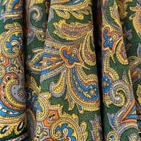 Long Zig Zag Dress in Green & Gold Paisley