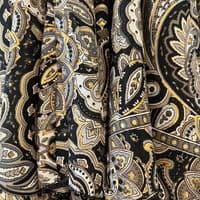 Long Zig Zag Dress in Grey, Black & Gold Paisley