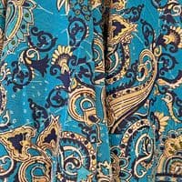 Long Zig Zag Dress in Turquose, Navy & Gold Paisley