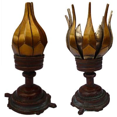 Opening lotus incense burner in brass