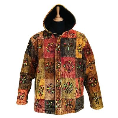 Patch Painted Thick Cotton Jacket in Autumn shades