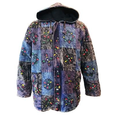 Patch Painted Thick Cotton Jacket in Blues