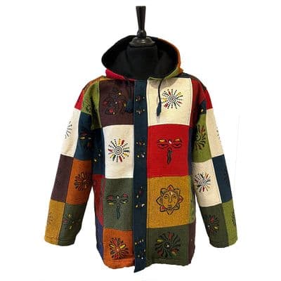 Patch Painted Thick Cotton Jacket in Bright Patchwork