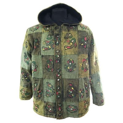 Patch Painted Thick Cotton Jacket in Greens