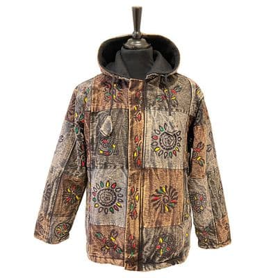 Patch Painted Thick Cotton Jacket in Grey and Charcoal