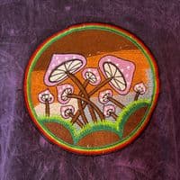 SALE Embroidered Mushroom Rainbow T Shirt in Purple Stonewash