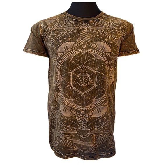 SALE Stonewash Geometric T Shirt in Burnt Gold