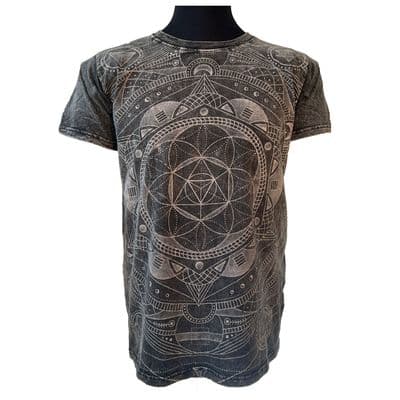 SALE Stonewash Geometric T Shirt in Grey