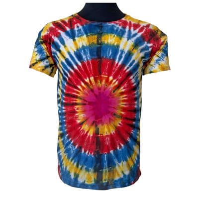 SALE Tie Dye Red, Yellow, Blue and Pink T Shirt