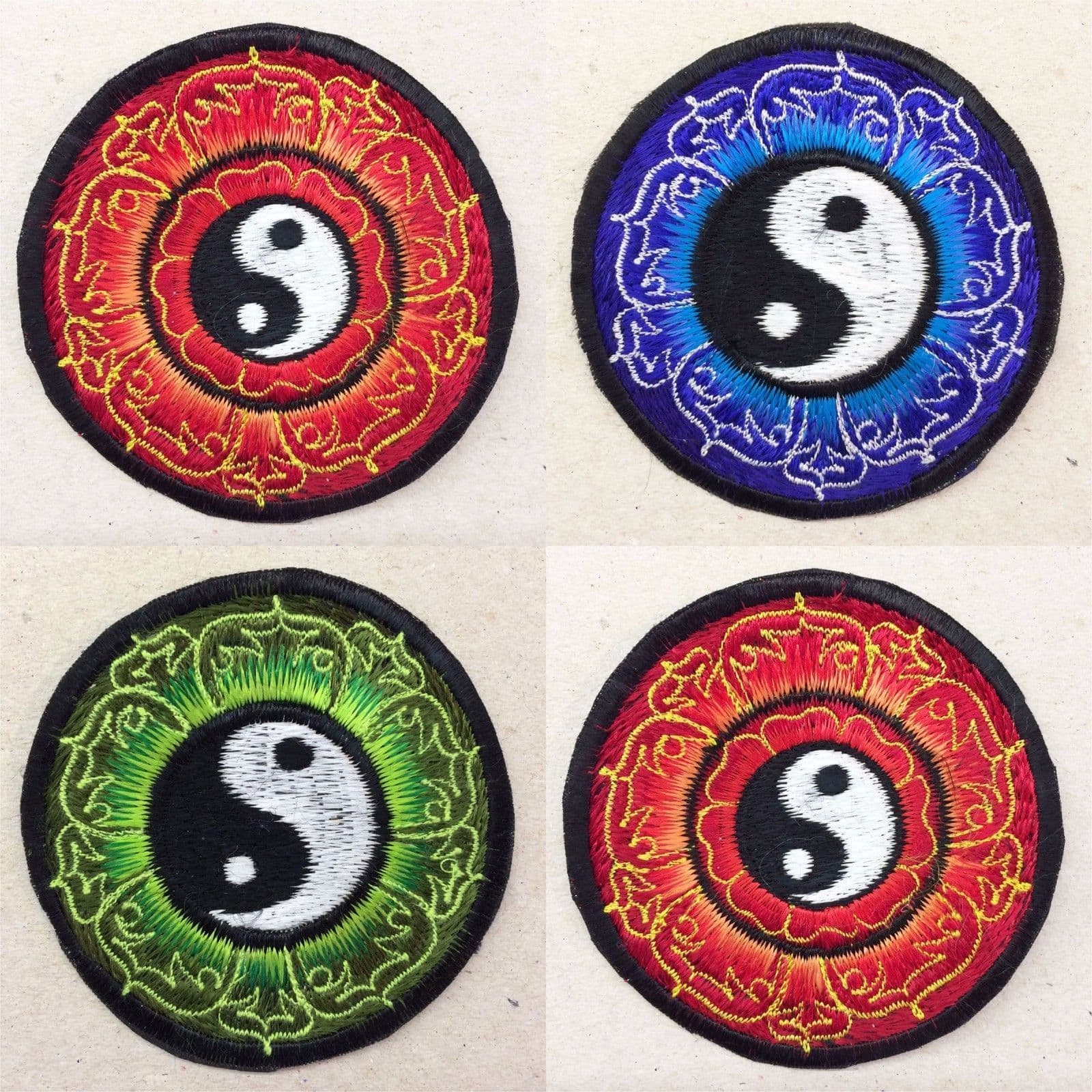 Toppa Termoadesiva Multicolore Con Simboli Om, Pace E Yin Yang – 7 Cm, Ideale Per Giacche E Jeans - 4