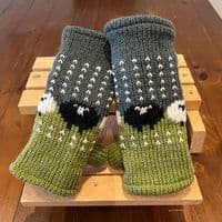 Sheep Handwarmers in Green and Grey
