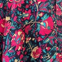 Short Wrap Zig Zag Skirt in Dark Pink & Navy Floral