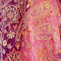 Short Wrap Zig Zag Skirt in Pink, Maroon & Gold Paisley