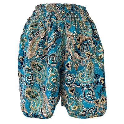 Shorts in Turquoise, Blue & Gold Paisley