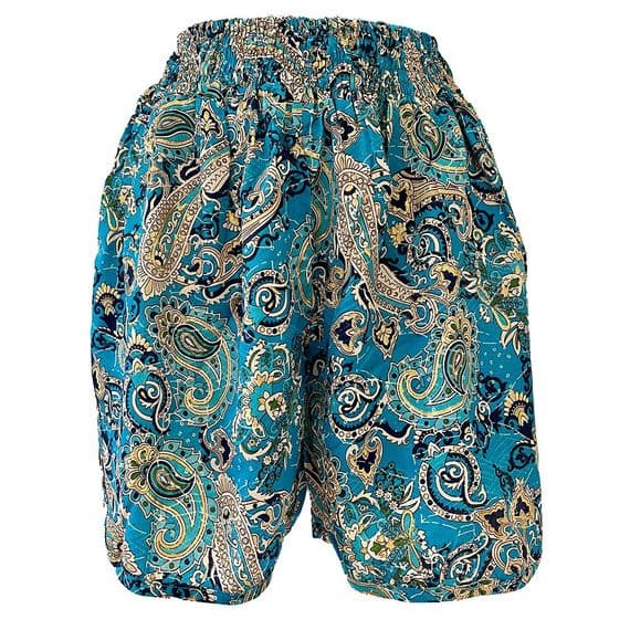 Shorts in Turquoise, Blue & Gold Paisley