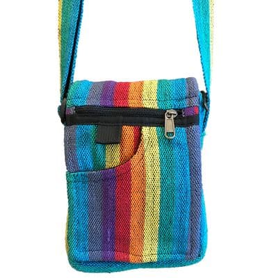 Small shoulder bag in bright rainbow stripes
