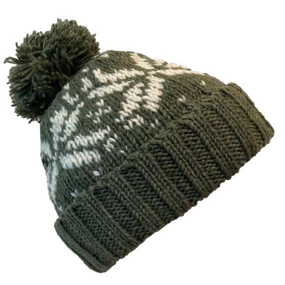 Snowflake Hat in Forest Green