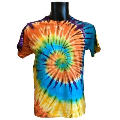 Tie Dye Orange and Turquoise Spiral T Shirt