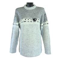 Women's grey rib knit jumper with black sheep design
