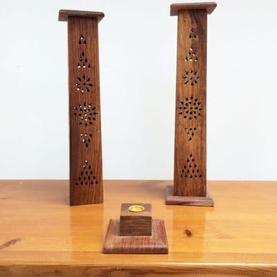 Wooden tower incense burner smoke box - tapered