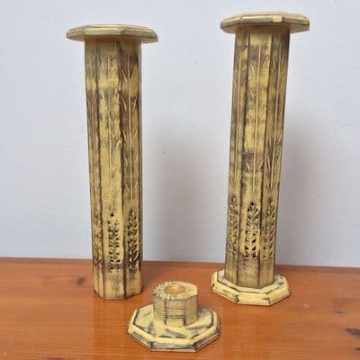 Wooden tower incense burner smoke box - yellow