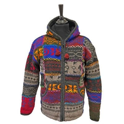Woollen Multicoloured Squiggle Patchwork Jacket