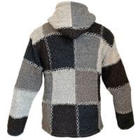 Woollen Patchwork Jacket in Grey, Black & White