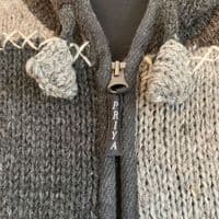 Woollen Patchwork Jacket in Grey, Black & White