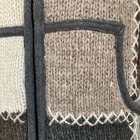 Woollen Patchwork Jacket in Grey, Black & White