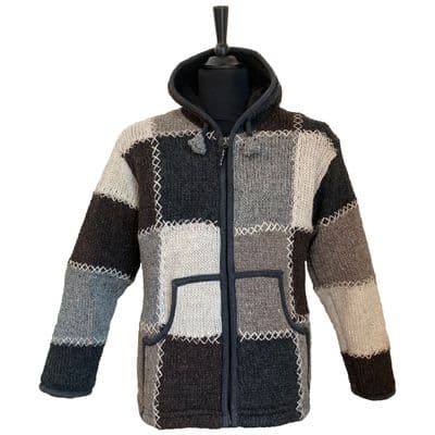 Woollen Patchwork Jacket in Greys