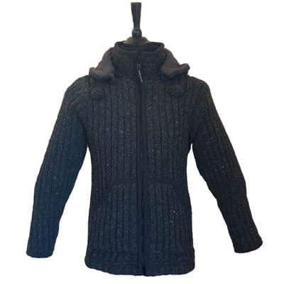 Woollen Ribbed Jacket in Charcoal Grey