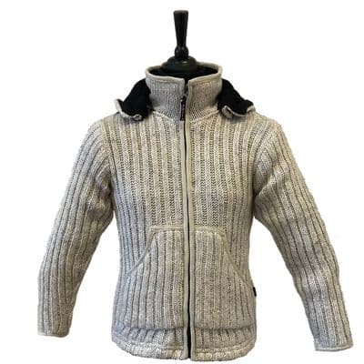 Woollen Ribbed Jacket in Cream