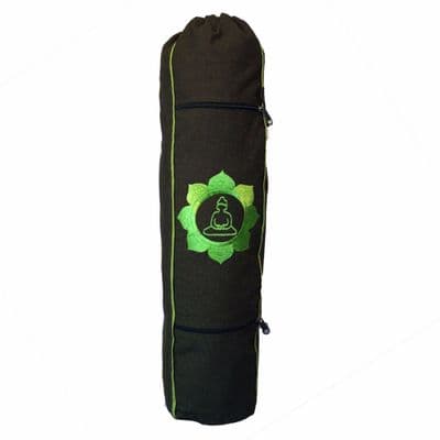 Yoga Mat Bag in Green with Green Lotus