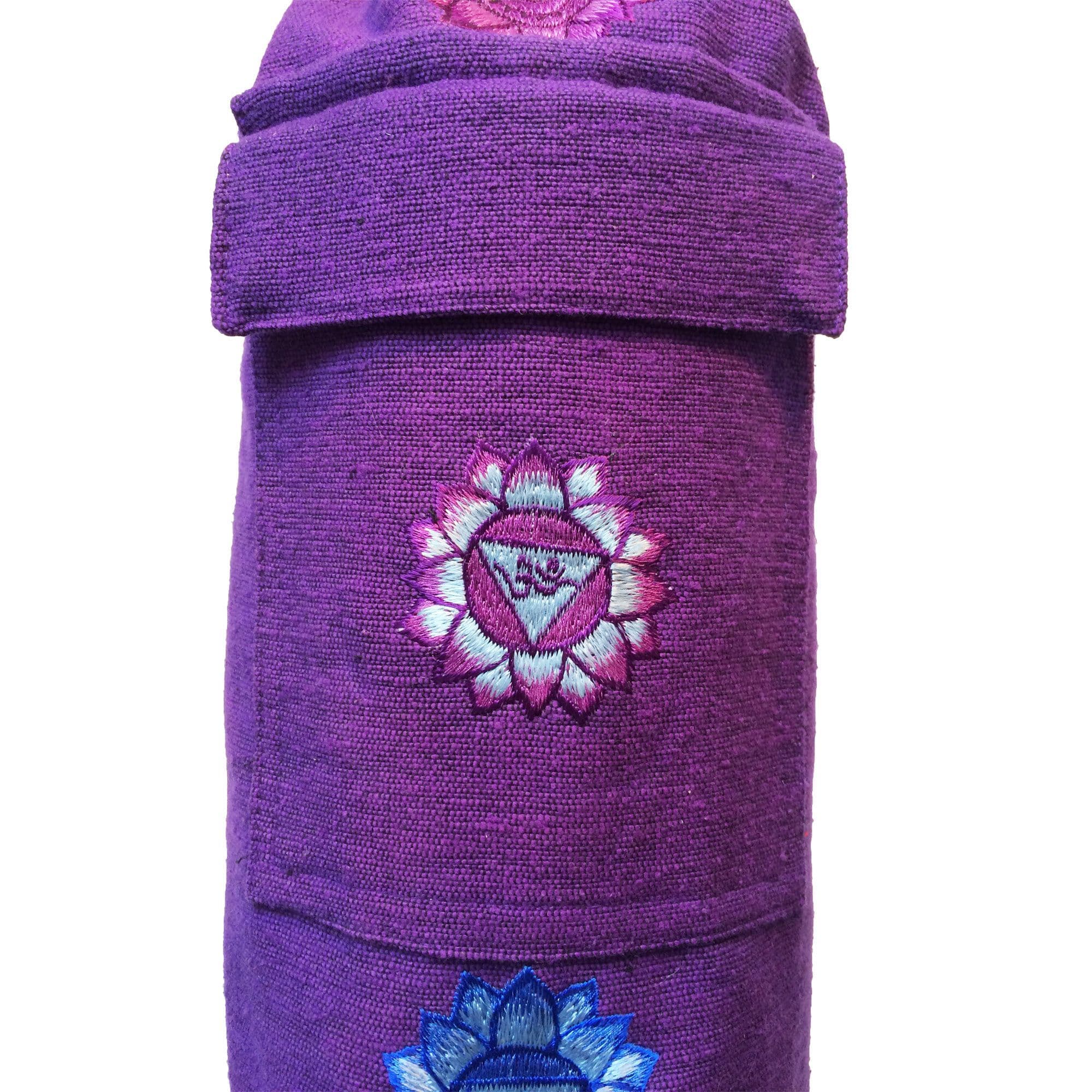 Yoga Mat Bag in Purple with Multicoloured Chakras
