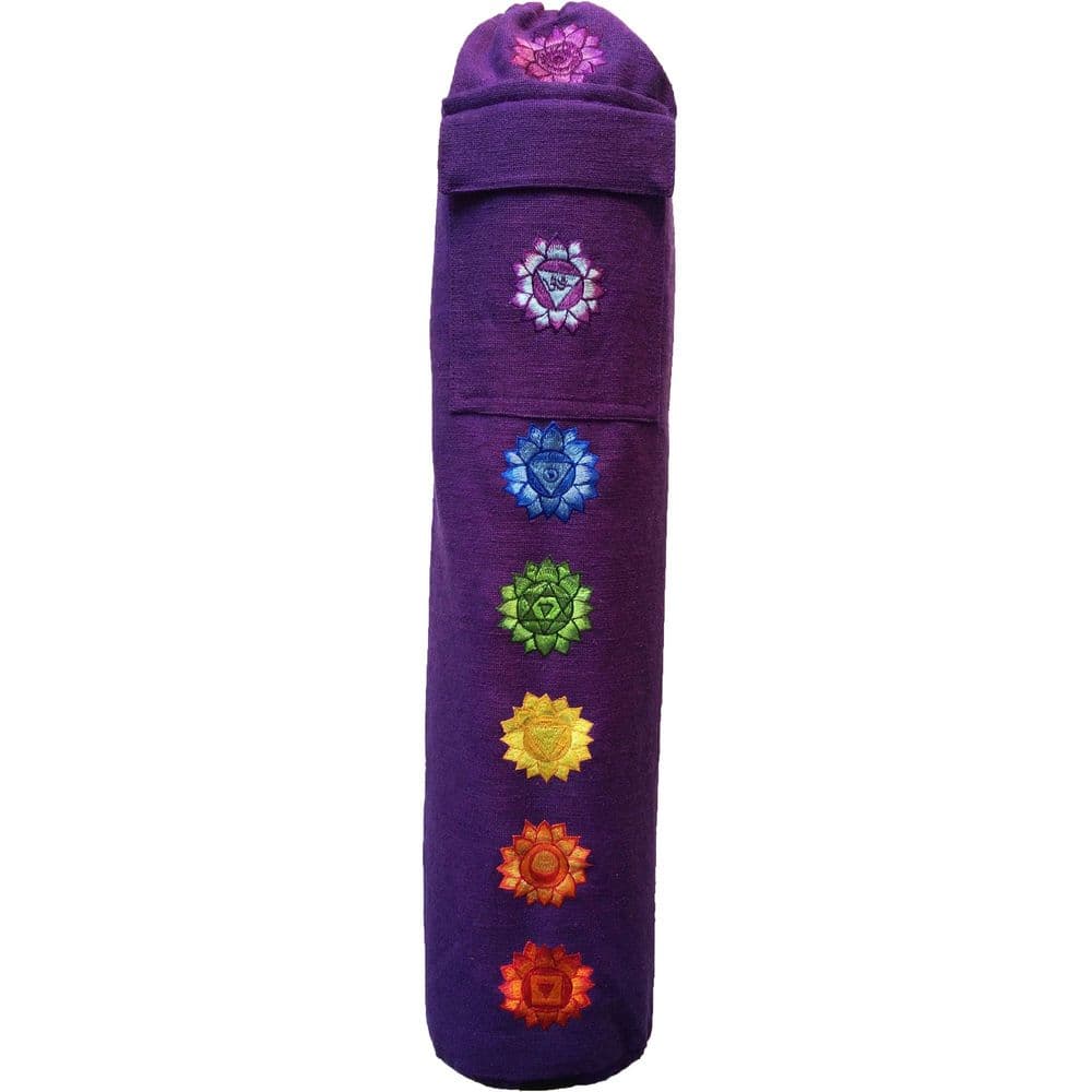 Yoga Mat Bag in Purple with Multicoloured Chakras