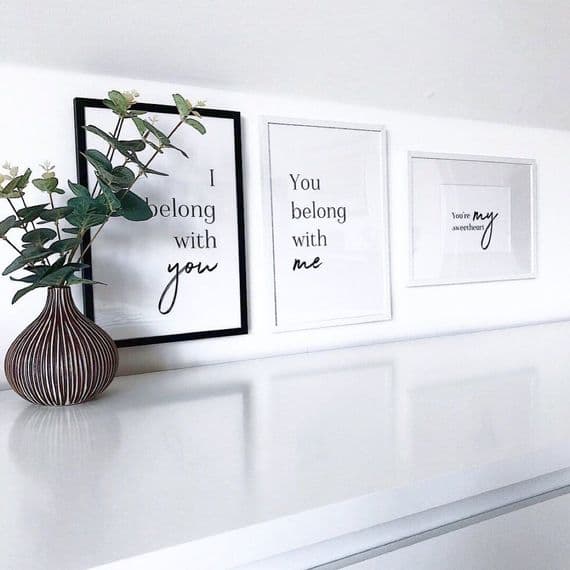 I belong with you & You belong with me  SET OF 2 (A3 & A4 mono prints)