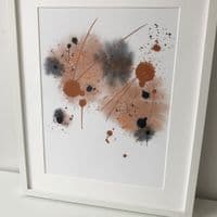 Abstract Orange & Inky Blue tones (A3 print)