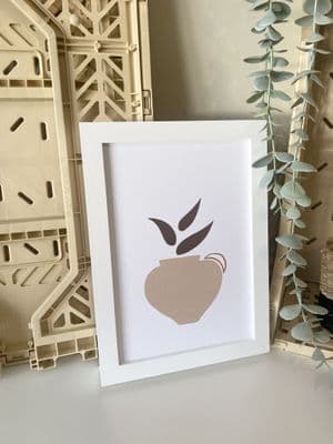 Abstract vase three leaves (A5) TEXTURED CARD