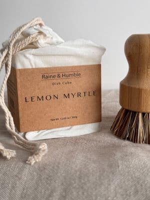 Dish Soap Cube Lemon Myrtle & Bamboo Dish brush (set of 2)