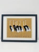 Flock of Japanese red-crowned crane  (30x40cm landscape)