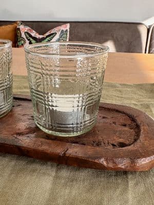 Glass/Tea Light Holder - Gingham Check Pattern