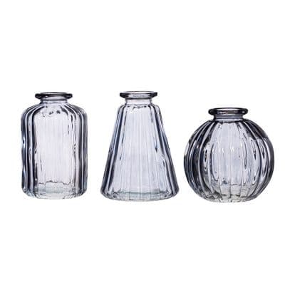 Grey Glass Bud Vases (set of 3)