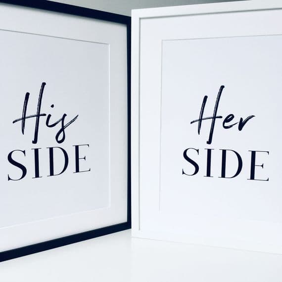 His side Her side SET OF 2 (A3 & A4 mono prints)
