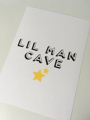 Lil man cave (A4 black & yellow stars)