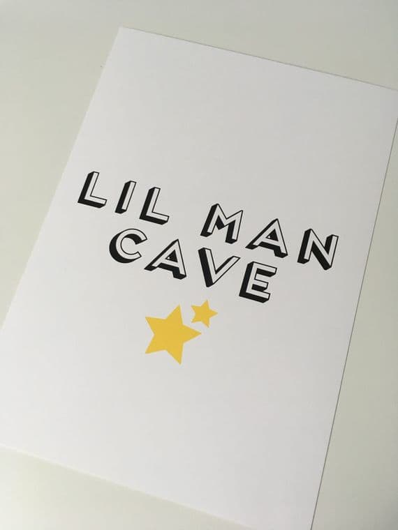 Lil man cave (A4 black & yellow stars)