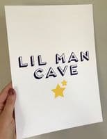 Lil man cave (A4 navy & yellow)