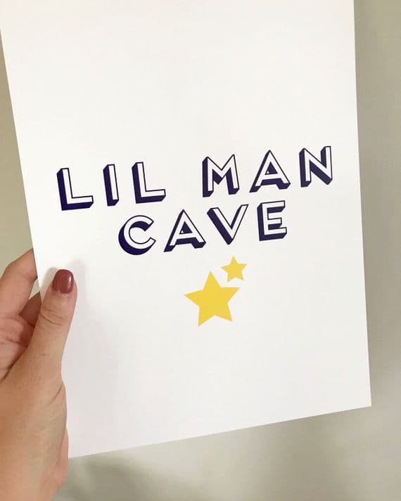 Lil man cave (A4 navy & yellow)