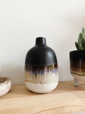 Mini Mojave Glaze Black Vase
