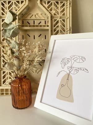 Plant & vase line drawing (A5) TEXTURED CARD